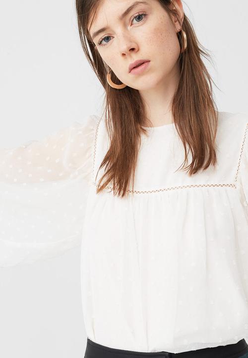 MANGO - Polka-dot Blouse Off White