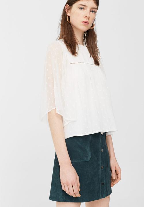 MANGO - Polka-dot Blouse Off White