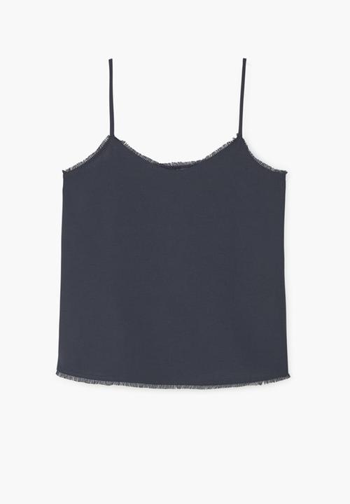 MANGO - Frayed Edges Top Navy