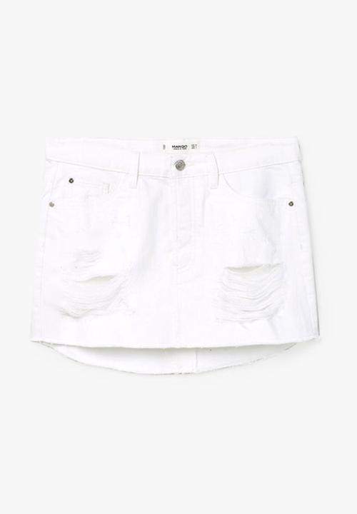 MANGO - Vicky Denim Skirt White