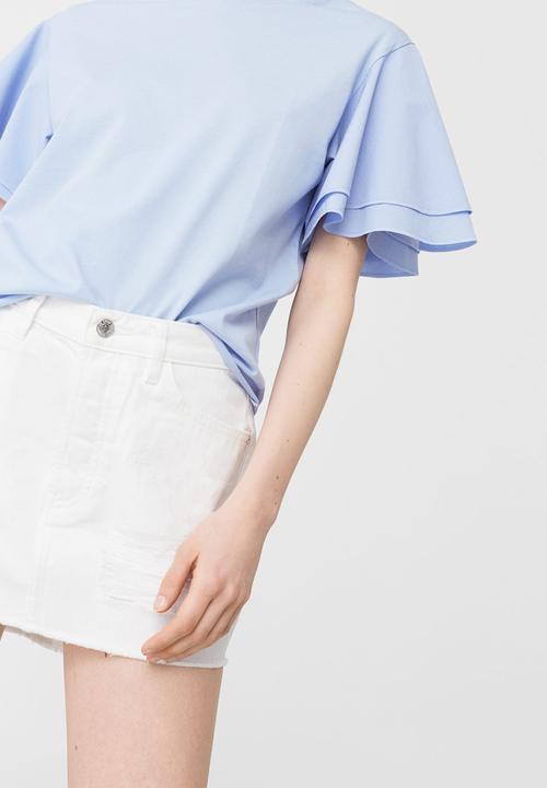MANGO - Vicky Denim Skirt White