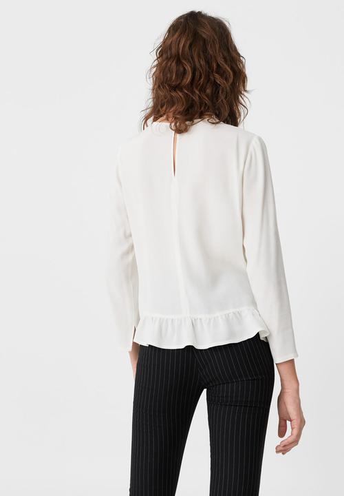 MANGO - Frill Detail Blouse Off White