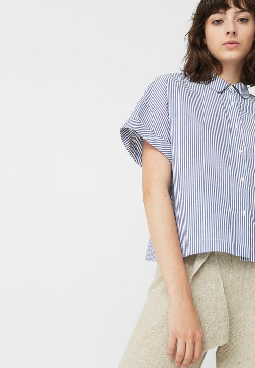 MANGO - Striped Shirt Blue and White