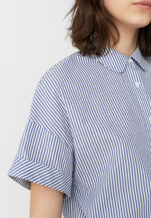 MANGO - Striped Shirt Blue and White