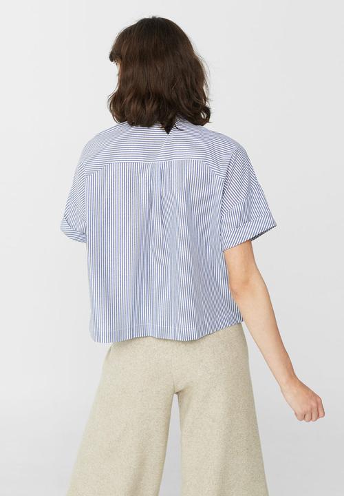 MANGO - Striped Shirt Blue and White