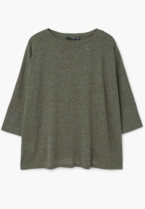 MANGO - Flecked T-shirt Khaki Green