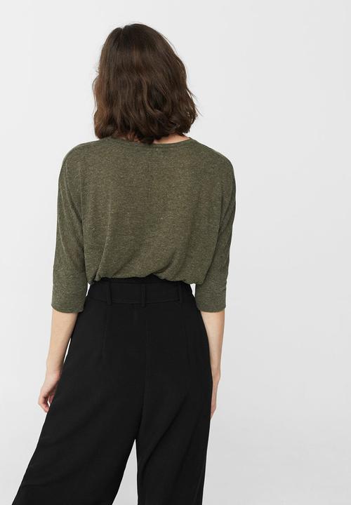MANGO - Flecked T-shirt Khaki Green
