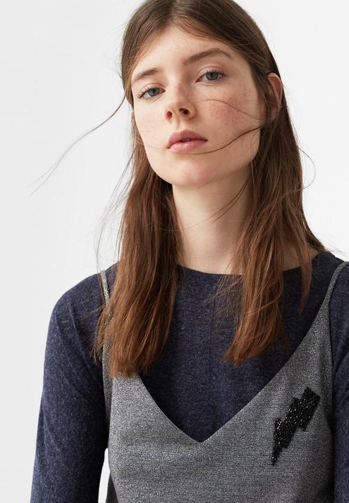 MANGO - Flecked T-shirt Navy