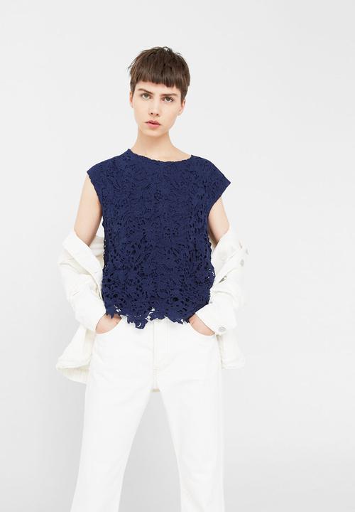 MANGO - All-over Lace Top Navy