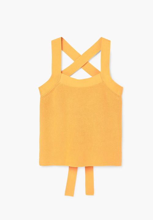 MANGO - Wrap Back Detail Top Yellow