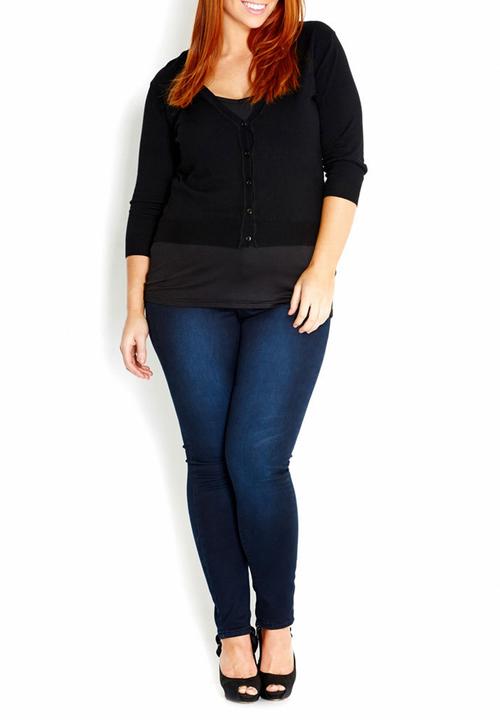 City Chic - Classic cardi  Black