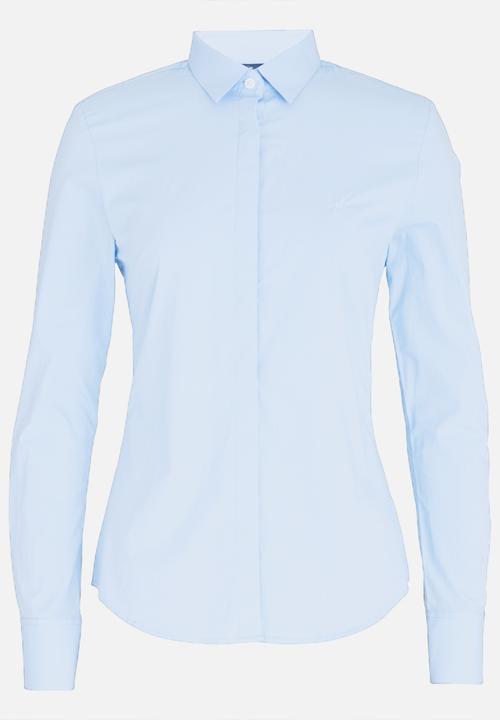 POLO - Amber Concealed Front Shirt Pale Blue