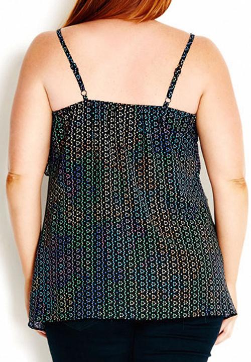 City Chic - Printed ruffle cami Multi-colour