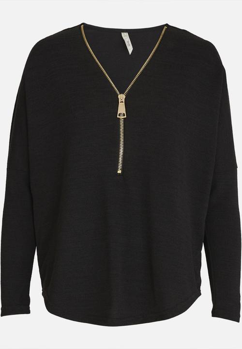 Revenge - Zip Detail Top Black