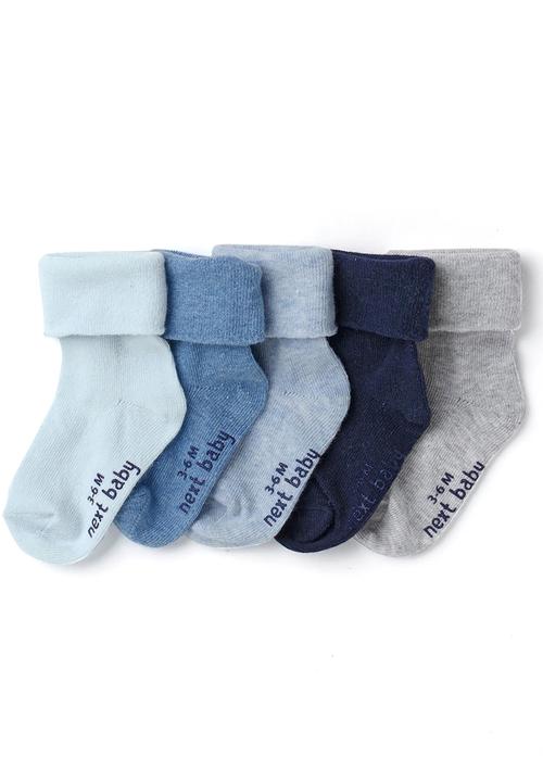 Next - Five Pack Roll Top Socks Blue and Grey