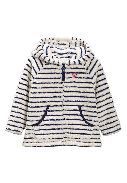 Next - Stripe Fleece Zip Through Hoody Blue and White
