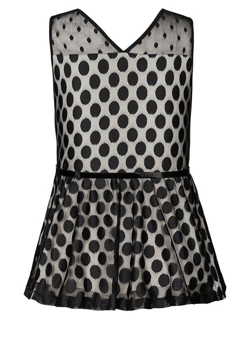 City Chic - Spot mesh peplum top Black
