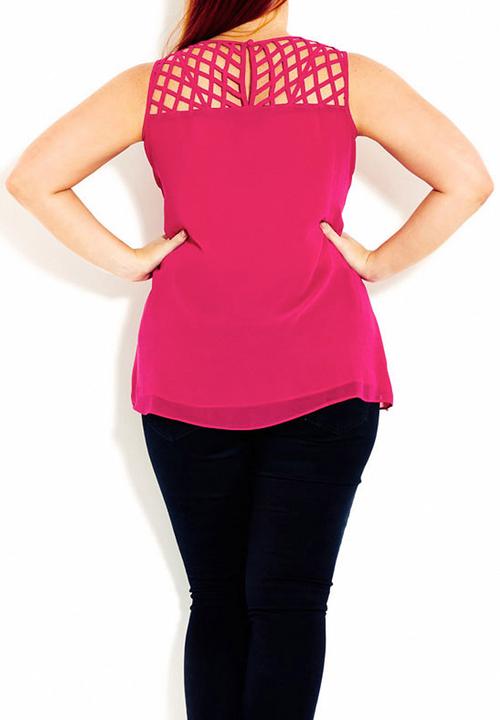 City Chic - Cami with cut-out detail dark Pink