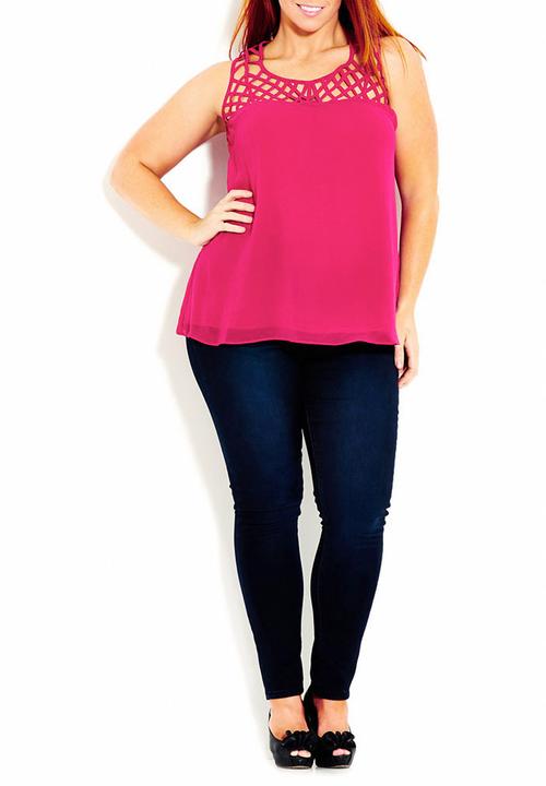 City Chic - Cami with cut-out detail dark Pink