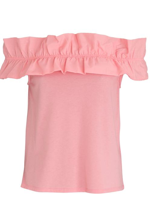STYLE REPUBLIC - Bardot Frill T-shirt Pale Pink