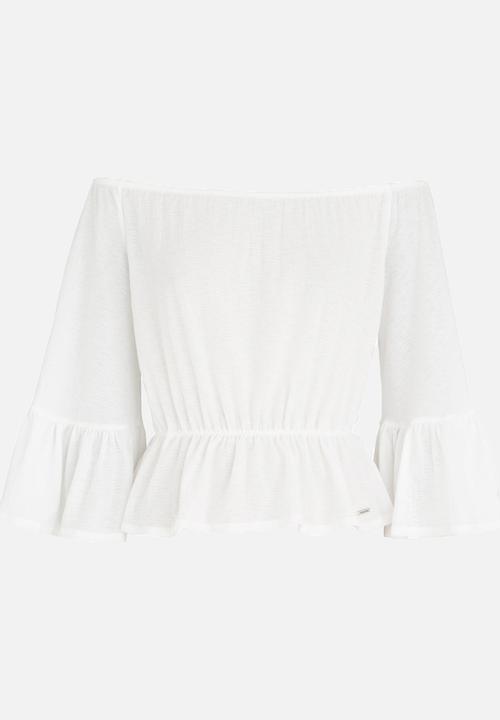 SISSY BOY - Wide Sleeve Bardot Blouse Off White