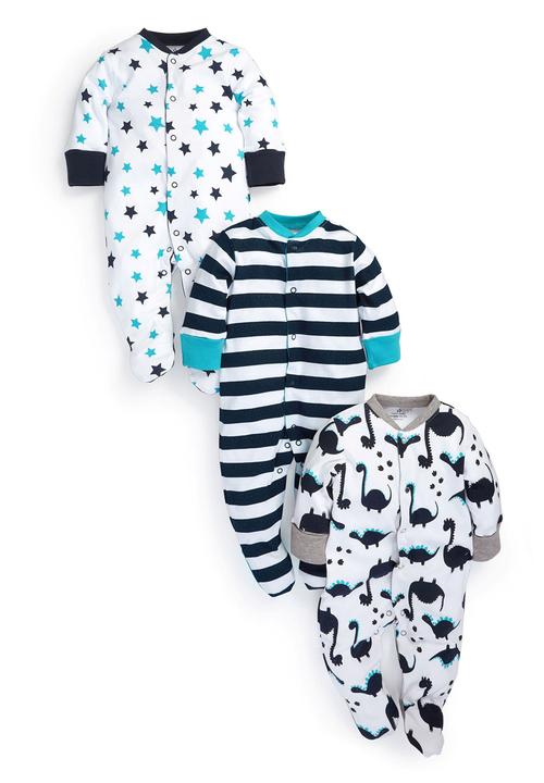 Next - All-Over Print Dinosour Sleepsuits 3-Pack Multi-Colour