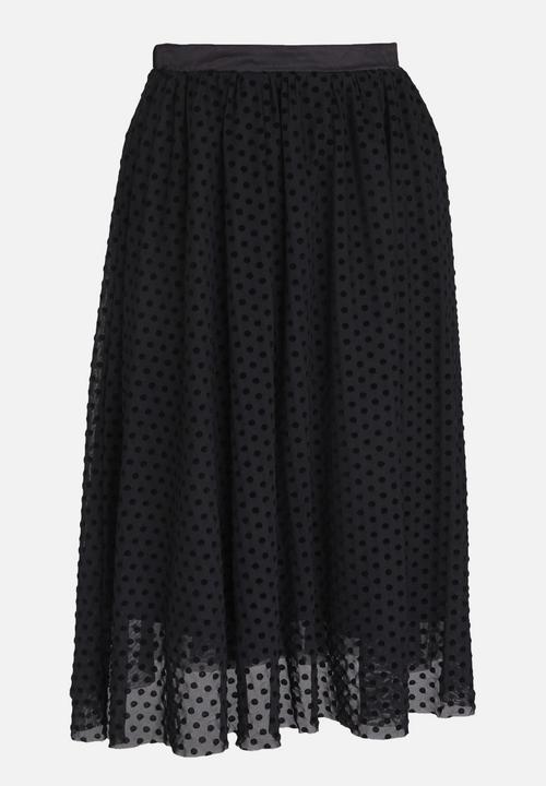 Brave Soul - Spotted Mesh Overlay Skirt Black