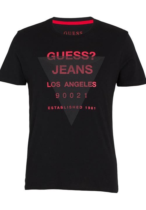 GUESS - Basic Maze Tri Logo Tee Black