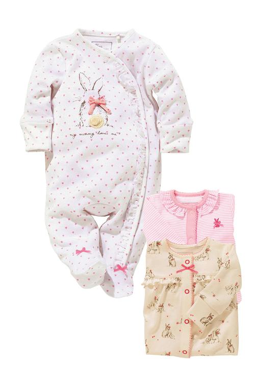 Next - Pink Bunny Sleepsuits 3-Pack Pale Pink