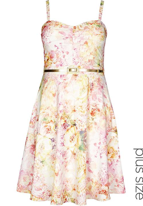 City Chic - Soft floral dress Yellow/ White