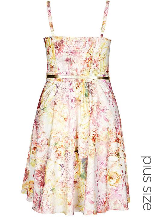 City Chic - Soft floral dress Yellow/ White