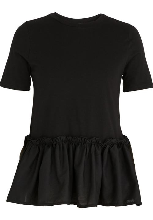 STYLE REPUBLIC - Frill Hem T-shirt Black