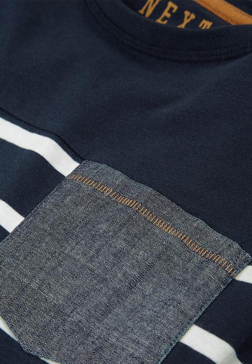 Next - Textured Stripe And Plain T-Shirts 3-Pack Multi-Colour
