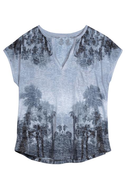 Next - Notch-neck Palm Print T-shirt Grey Mid Grey