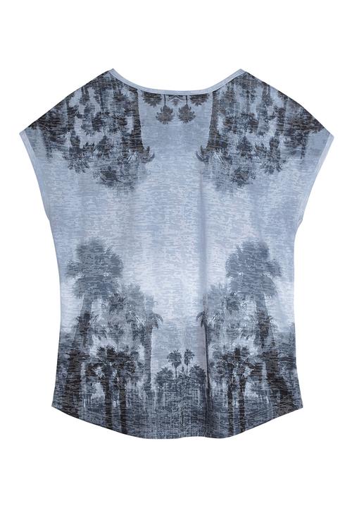 Next - Notch-neck Palm Print T-shirt Grey Mid Grey