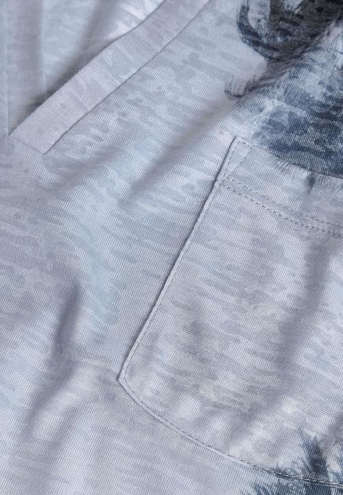 Next - Notch-neck Palm Print T-shirt Grey Mid Grey