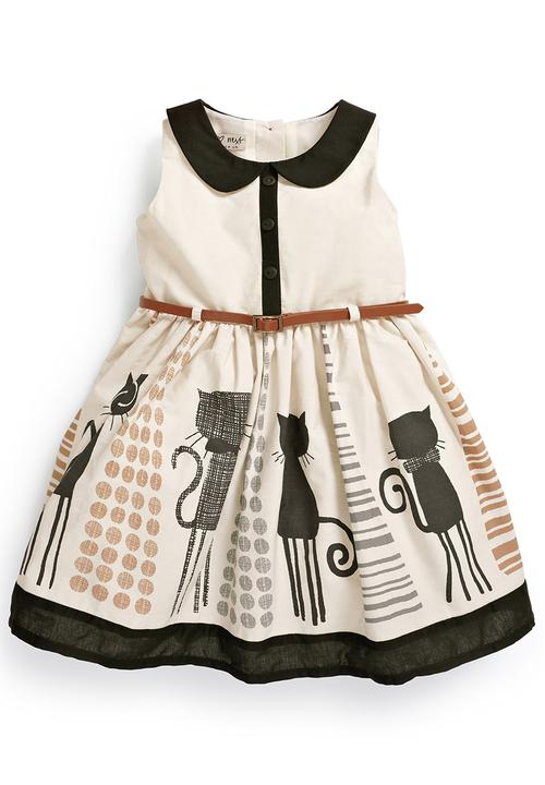 Next - Cat Scene Dress Black/White