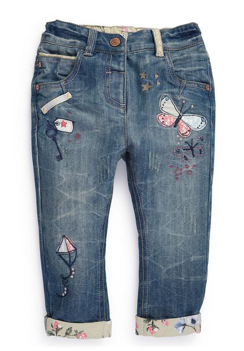 Next - Butterfly Embroidered Kite Jeans Mid Blue