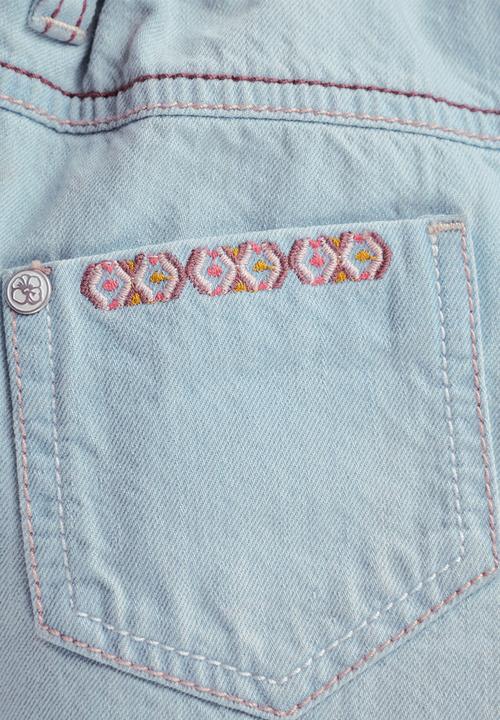 Next - Girl Embroidered Denim Crops Pale Blue