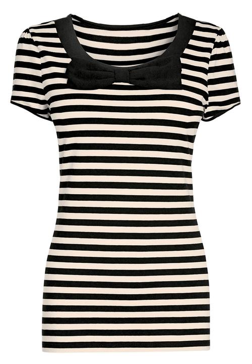 Next - Monochrome striped bow top Black/White