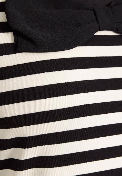 Next - Monochrome striped bow top Black/White