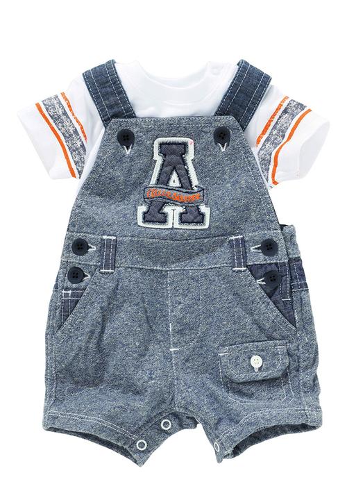 Next - Awesome Cropped Dungaree And Bodysuit Set Blue/White