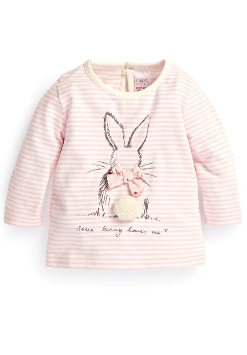 Next - Stripe Bunny T-Shirt Pale Pink