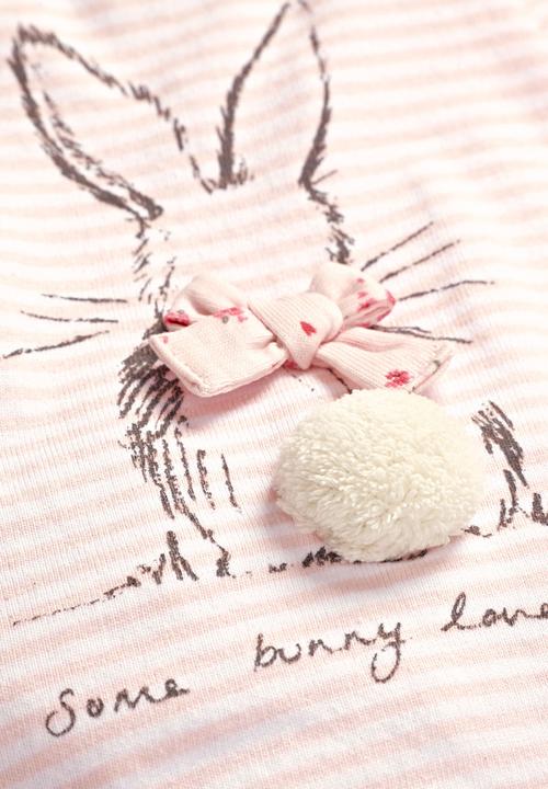 Next - Stripe Bunny T-Shirt Pale Pink