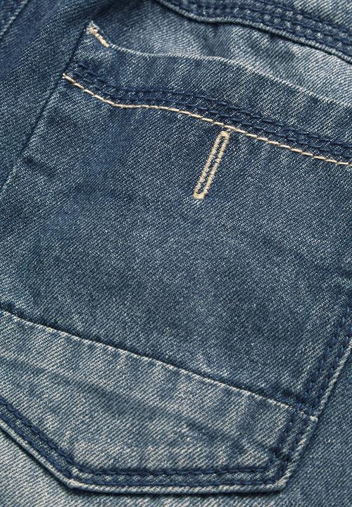Next - Rib Waist Jeans Mid Wash Mid Blue