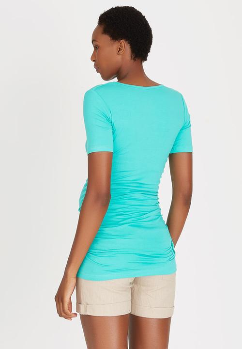 Cherry Melon - Side Gauge Short Sleeve Top Mid Green