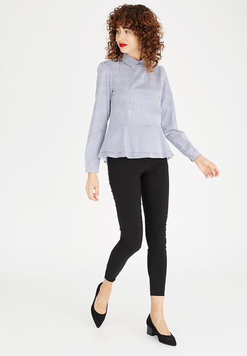 edit - Peplum Shirt Blue and White