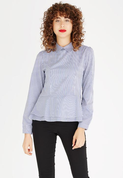 edit - Peplum Shirt Blue and White