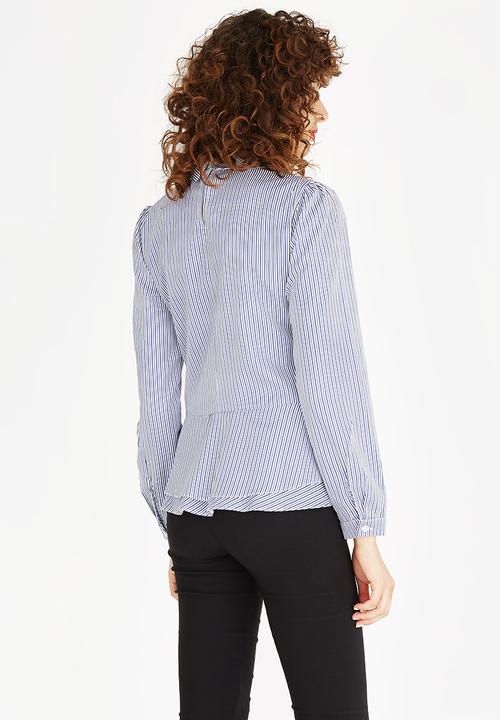 edit - Peplum Shirt Blue and White