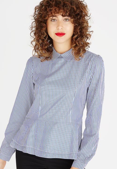 edit - Peplum Shirt Blue and White